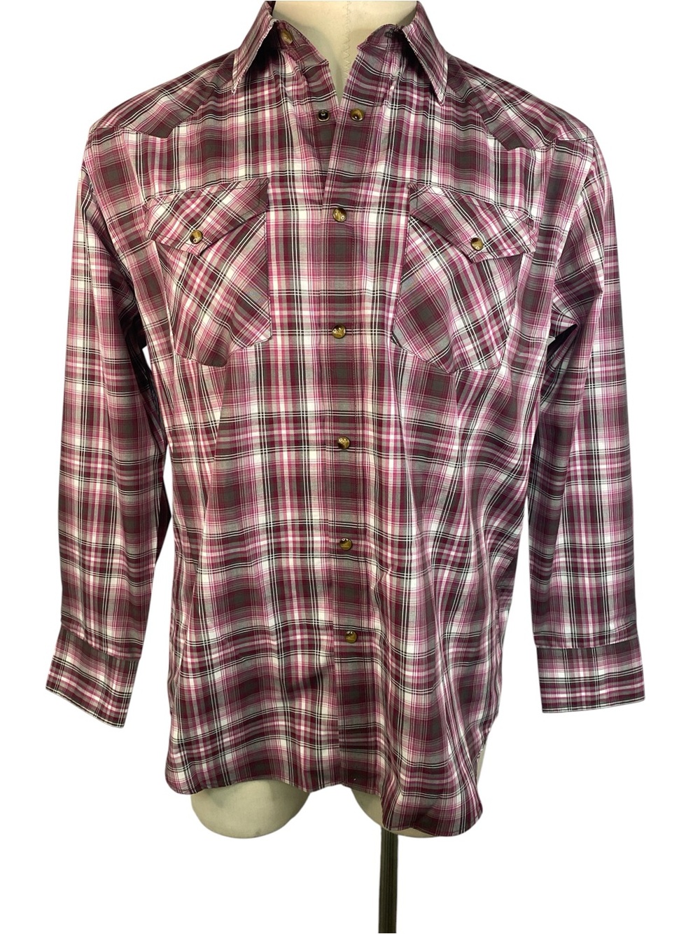 Pendleton (NWT) Maroon Gray Plaid Button-Up Western Shirt Men’s Large